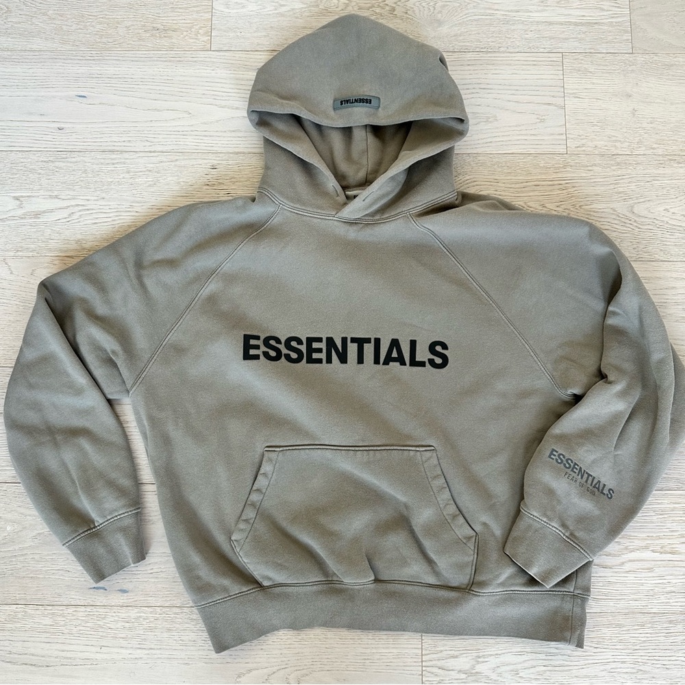 Fear of God Essentials Hoodie Sweatshirt in Taupe / Green